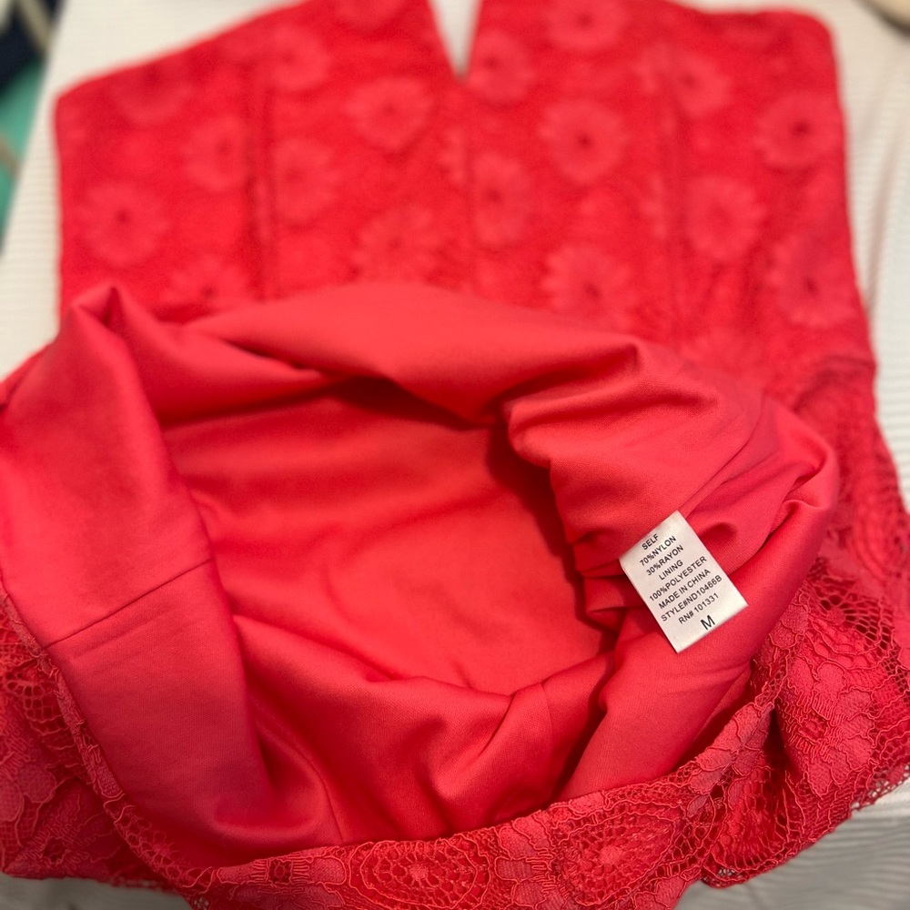 Strapless Coral Cocktail Dress Medium read description - Picture 14 of 14